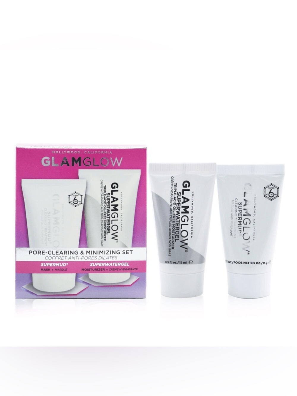 GLAMGLOW Supermud + Superwatergel Set NIB Mini Pore Clearing Skincare